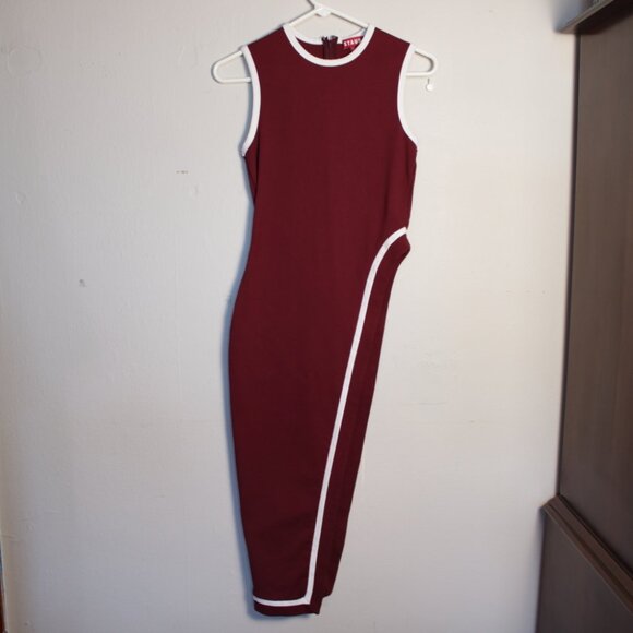Staud Burgundy Asymmetrical Sleeveless Dress XS - Picture 1 of 6